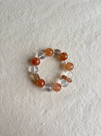 Dewdrops on The Pomegranate Flower Natural Red Hematite Quartz & Clear Quartz &Orange Moonstone Natural Crystal Healing Bracelet